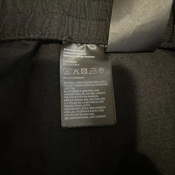 HM Black Linen Blend Shorts Size XL Womens Short W Pockets Stretch Waist - Picture 5 of 9